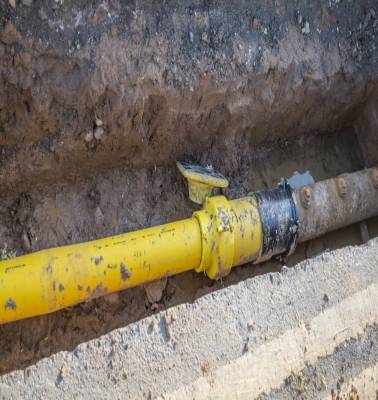 Travaux des réseaux de gaz à Sainte-Croix-en-Plaine près de Colmar en Alsace Illzach